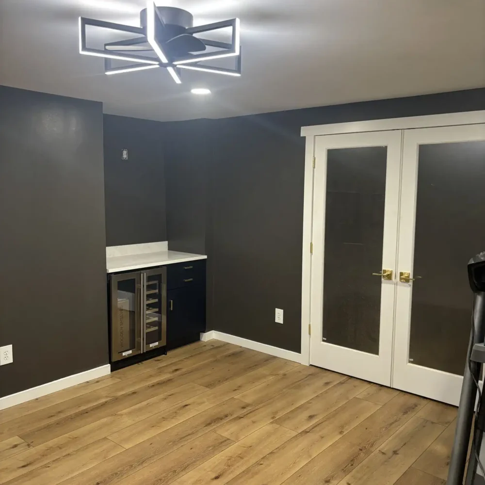 Modern Workout Room with New Abstract Light Fixture
